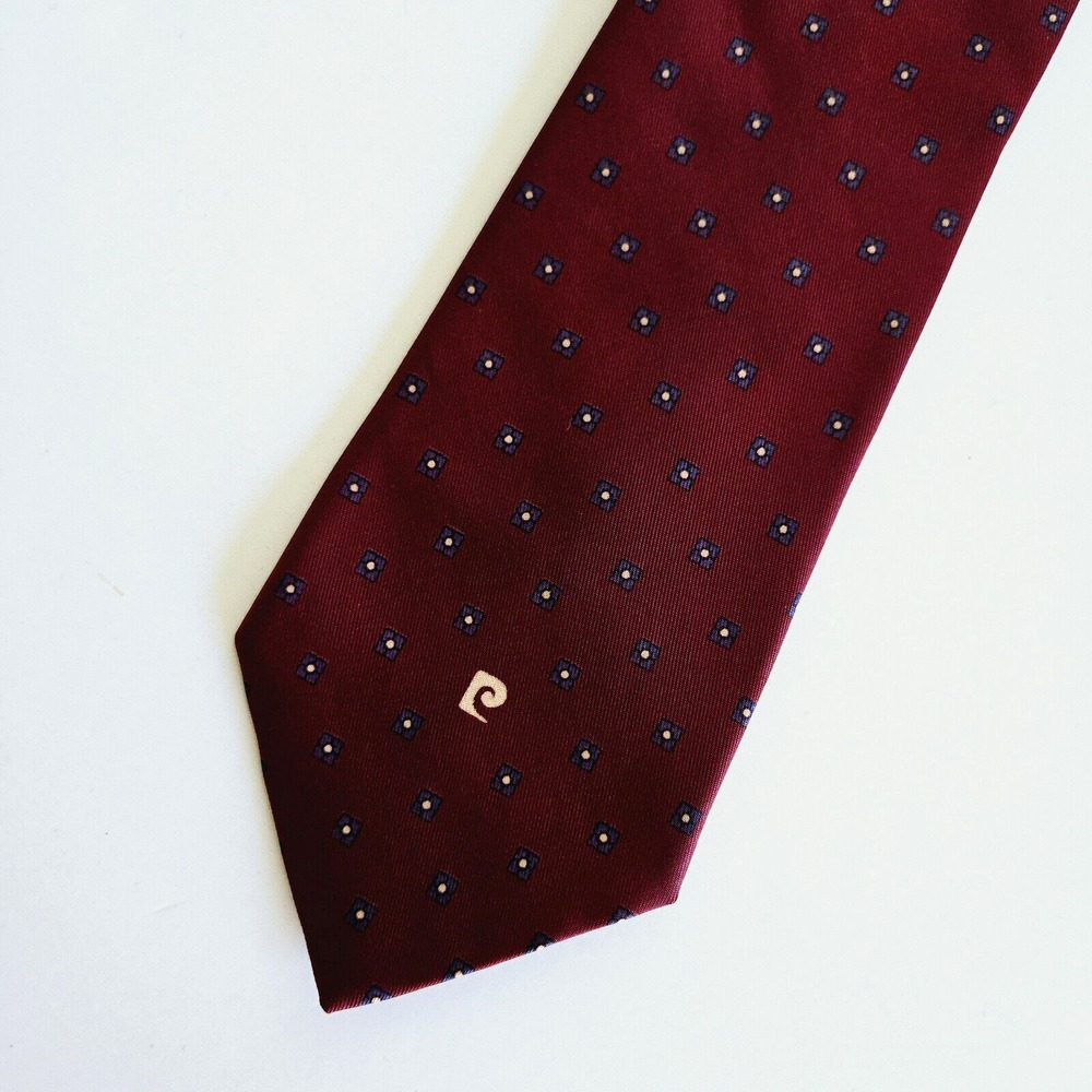 Vintage Pierre Cardin Necktie Red Geometric Classic Retro Designer Made In Italy